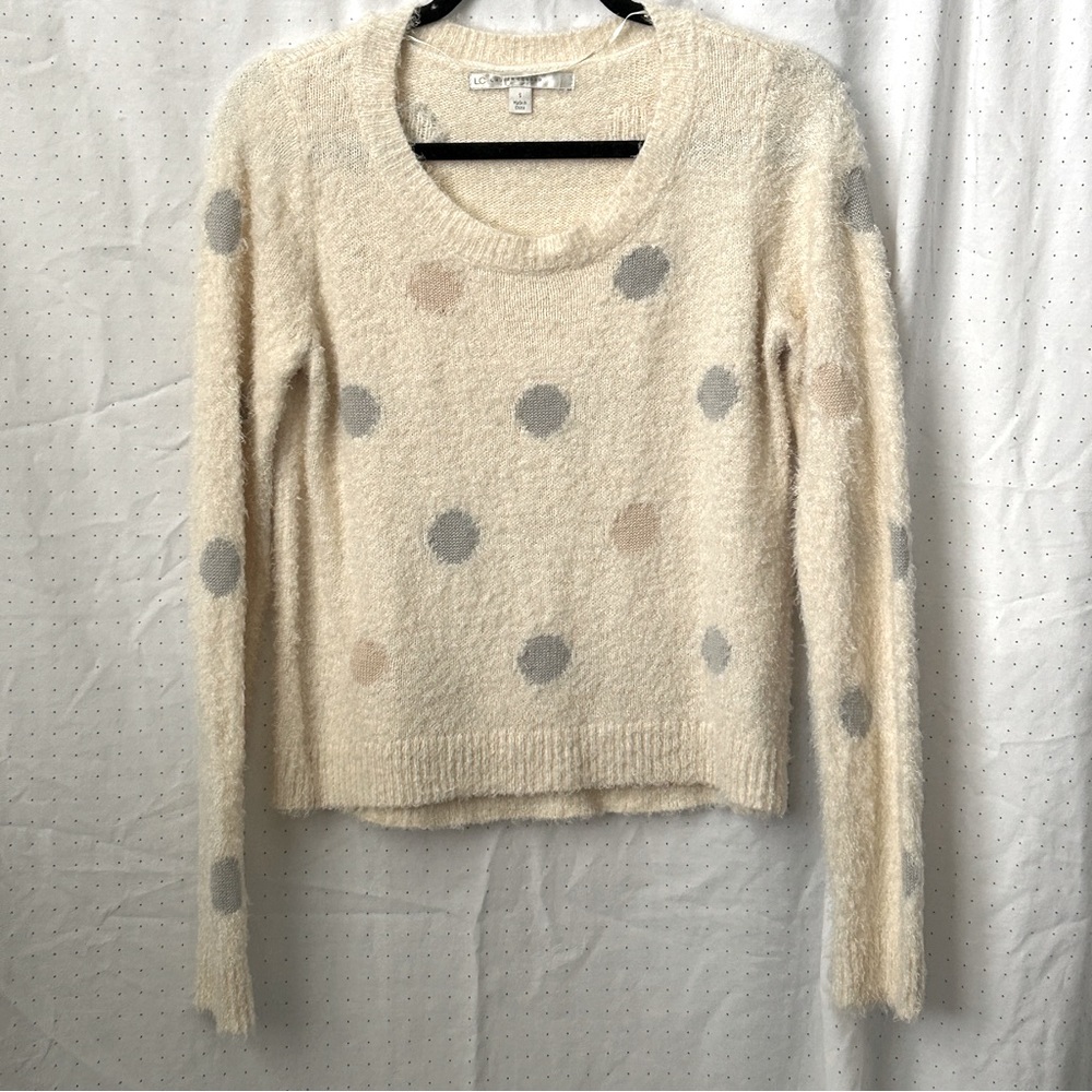LC Lauren Conrad Neutral Polka Dot Cream Sweater